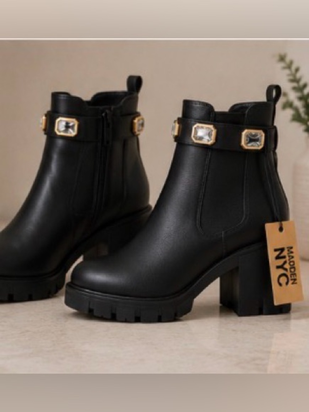 Madden NYC Women’s Black Jeweled Ankle Boots Size 7 NWT - Picture 1 of 6